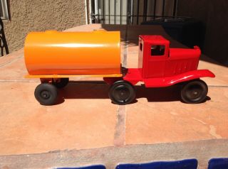 Antique 30 ' s Marx / Girard Truck And Tanker Set Pressed Steel 6