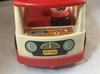 Vintage Fisher Price Little People White/Red Mini Bus 141,  With 5 FIGURES 6