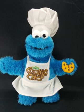 Sesame Street Cookie Monster Blue Cookie Chef Nanco Plush Apron Hat Cookie 13 "