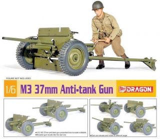 Dragon U.  S.  M3 37mm Anti - Tank Gun Model Kit W/ Gunner Figure [75029]