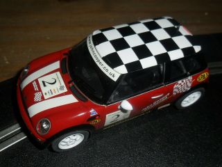 Scalextric Red Bmw Mini Cooper Touring / Rally Car Near & Fast With Lights