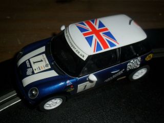 Scalextric Blue Bmw Mini Cooper Touring / Rally Car And Fast With Lights