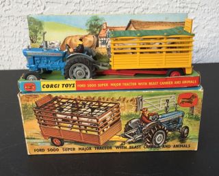 Corgi Toys Gift Set 1 Ford 5000 Major Tractor Beast Carrier & Animals