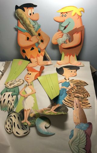 Vintage Flintstones Stand Up Cardboard Cut Out Paper Dolls Great Big Punch Out