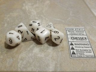 Chessex Dice Chx 27411 White W/black 7 Mother Of Pearl Polyhedral Die Set