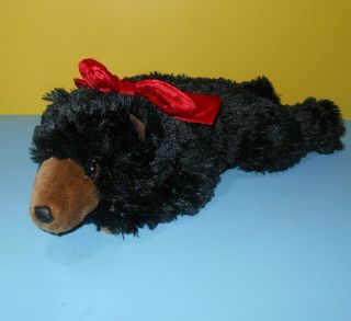 Dan Dee Dandee Stuffed Plush Fluffy Laydown 18 " Black Bear Toy W/ Paw Pad Claws
