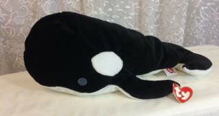 Nwt Ty Pillow Pal Tide The Whale 14 " Tags Orca 1997 Vtg Plush Stuffed Animal