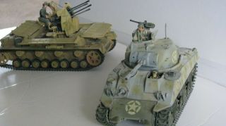 1/32nd Scale 21st Century Toys American Sherman And A German Flakepanzer Iii