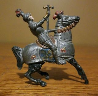 Cherilea England Toy Soldier Medieval Knight Middle - Age Metal Figure On Horse