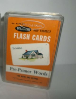 Vintage Whitman Pre - Primer Words Flash Cards Complete 44 Card Set Illustrated