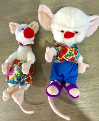 2 Big 14” Pinky And The Brain Rat Animaniacs Looney Toons Tune Warner Plush Toy