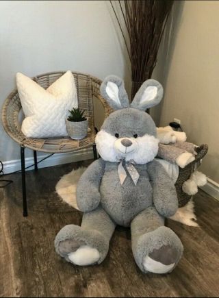 Giant Bunny Plush Grey Blue Easter Rabbit Stuffed Animal Best Made Toys Jumbo