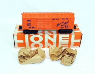 Postwar Lionel 6014 - 85 Orange Frisco Boxcar Unrun W/nice Hagerstown Ob