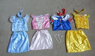 Disney Princess Dress Up 4 Costumes W Accessories:belle,  Cinderella,  Snow White,