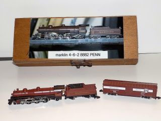 Z Marklin 8882 Pennsylvania W/ Freight Car In Custom Case