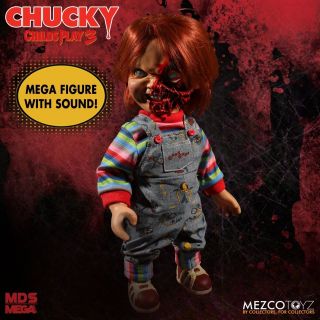 Mezco Toyz Childs Play 3 Talking Pizza Face Chucky 15 Inch Doll Figure - Box Damag