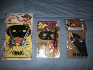 Vintage 1970’s - 80’s The Lone Ranger And Other Kids Toy Guns And Masks