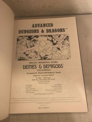 Advanced D&D DEITIES & DEMIGODS Cyclopedic Of Gods And Heroes (Hardcover; 1980) 2