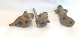 3 Barclay Manoil LEAD METAL SOLDIERS Cast Military Army Gunners Brown WWII 3