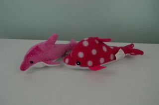 Douglas Peek A Boo Toys Dolphin Plush Stuffed Animal Toy Pink White Dots Sparkle