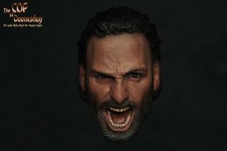 Custom 1/6 Scale Screaming Rick Grimes Head Sculpt For Hot Toys Figure Body