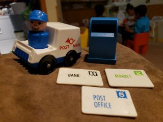 Vintage Fisher Price Little People Mail Truck,  3 Letters,  Mailman & Mail Box