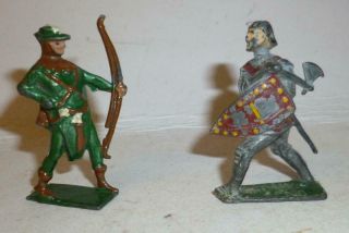 Doran Vintage Lead Rare Robin Hood Figure & Medieval Knight - 50mm - 1930 