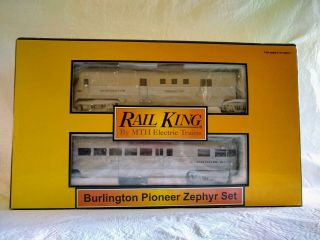 Mth Rail King O Gauge Burlington Pioneer Zephyr Set W/proto Sound 30 - 2186 - 1