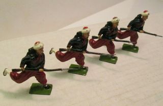 4 Vintage Britains Toys French Zouave Charging Soldiers No Res