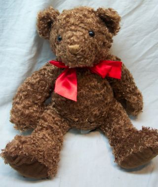 First & Main Tucker The Teddy Bear W/ Red Bow 9 " Plush Stuffed Animal Toy