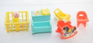 Fisher Price Little People Baby Changing Table Crib Rocking Horse Stroller Chair