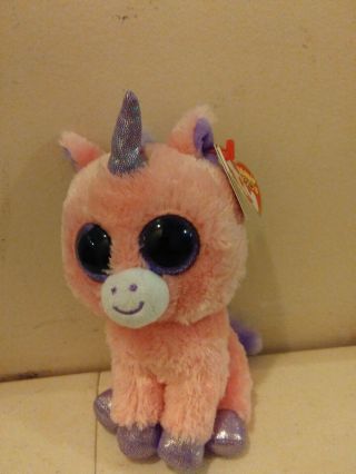 Ty Beanie Boos Magic 6 " Pink Unicorn Purple Glitter Eyes 2013 With Tags