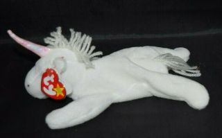 Ty Beanie Baby Mystic Plush Unicorn Horse Iridescent Horn Coarse Yarn Mane Tags