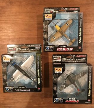 Wwii Fw190a - 8,  Bf109e/trop,  P - 47d Thunderbolt 1/72 Scale Easy Models Aircraft