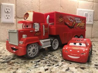 2007 Mack 16 " Truck & 2005 Lightning Mcqueen 5 " Shake N Go Car Disney Pixar Cars