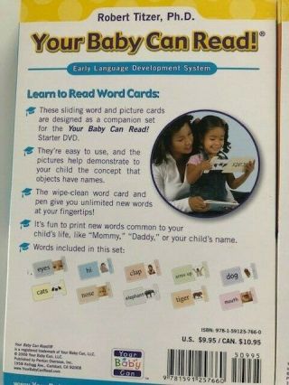 Your Baby Can Read Set of 5 Sliding Word Card bundles: Starter,  1,  2,  3,  Review 2