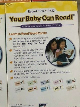 Your Baby Can Read Set of 5 Sliding Word Card bundles: Starter,  1,  2,  3,  Review 6