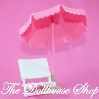 Fisher Price Loving Family Dollhouse Beach Pink Umbrella Pool Chair Doll Seat