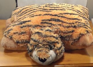 Pillow Pets Tiger Large 18 " Plush Stuffed Animal Embroidered Green Eyes