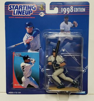Derek Jeter Kenner Starting Lineup Slu Mlb 1998 Action Figure & Card Ny Yankees