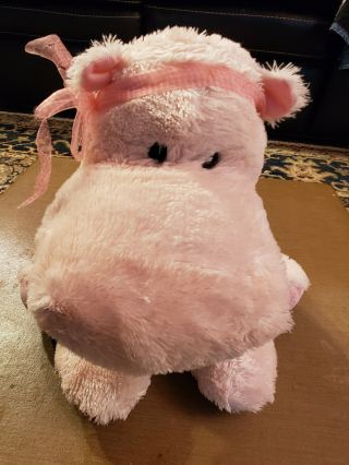 Darly Hippo Plush 15 " Pink Hippo With Bow