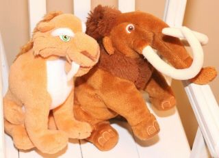 ❤️ty Beanie Baby Diego Manny Ice Age Saber Tooth Tiger Mammoth 7 " Plush Lot❤️