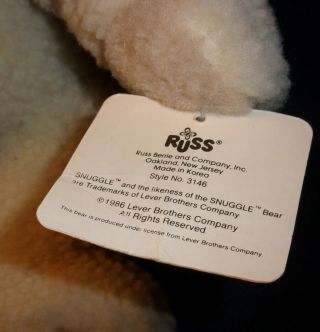 1986 RUSS SNUGGLE Teddy Bear SOFTENER Plush Stuffed Sherpa LEVER BROS 15 