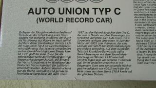 Audi Auto Union Type C stream liner race car Revell 1:18 die cast car Germany 3