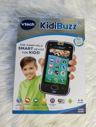 Vtech Kidibuzz Hand - Held Smart Device For Kids Black/blue W/box Good Shape