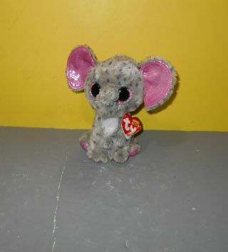 6 " Ty Beanies Boos Specks Elephant Plush Stuffed Toy Pink Glitter Eyes