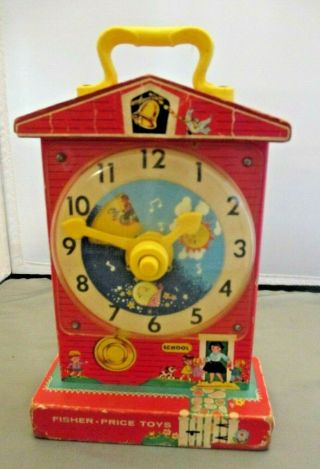 Vintage Fisher Price Music Box Teaching Clock 998 1968