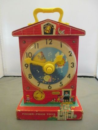 Vintage Fisher Price Music Box Teaching Clock 998 1968 6