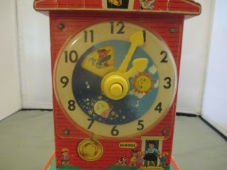 Vintage Fisher Price Music Box Teaching Clock 998 1968 8