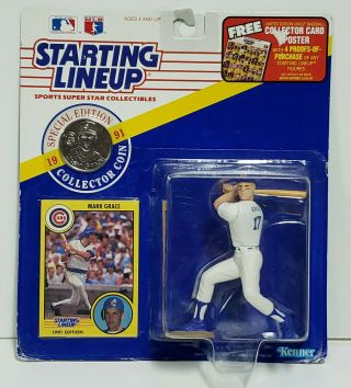 Mark Grace Chicago Cubs - Starting Lineup Mlb Slu 1991 Action Figure,  Coin,  Card